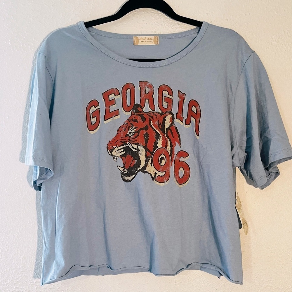 Altar’s state Blue Crop T Shirt NWT Size L